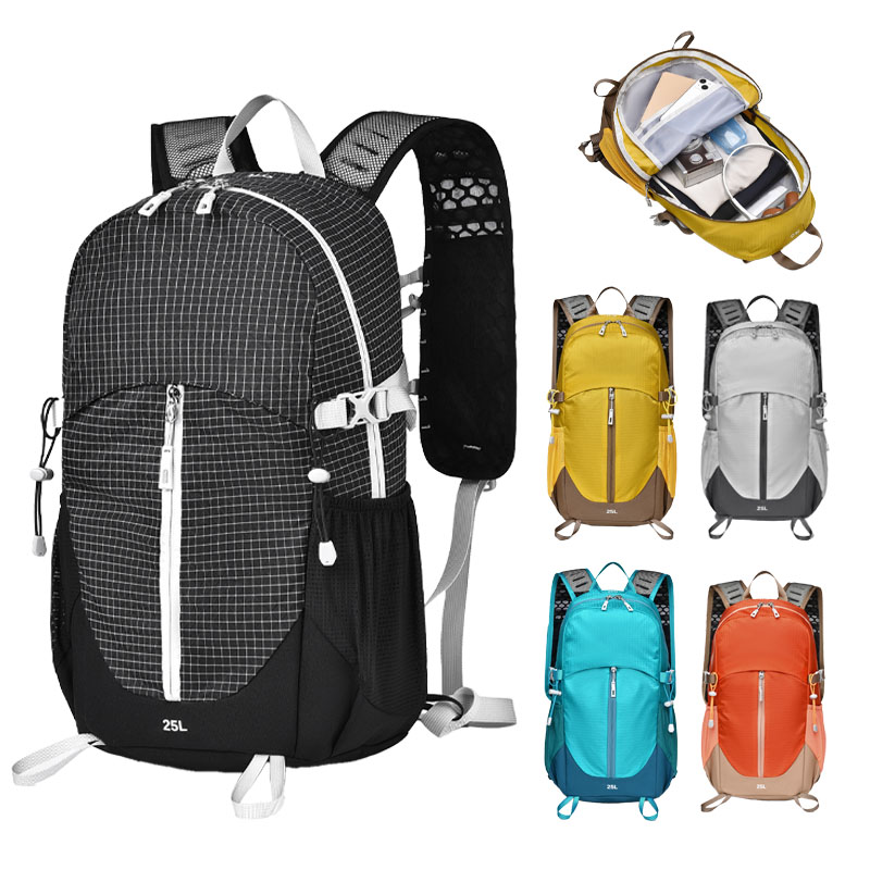 Hiking Backpack Waterproof - 25リットル大容量ハイキングバックパック、防水軽量ナイロンハイキングバッグ、機能的なゾーンデザイン、サイクリングバックパック