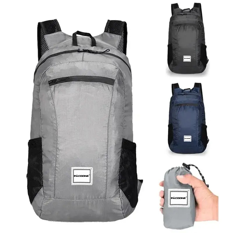 Foldable Backpack Small - 男性と女性のための超軽量バックパック,軽量でポータブル,折りたたみ式,防水,旅行,ハイキング,アウトドア,ハイキング,20l
