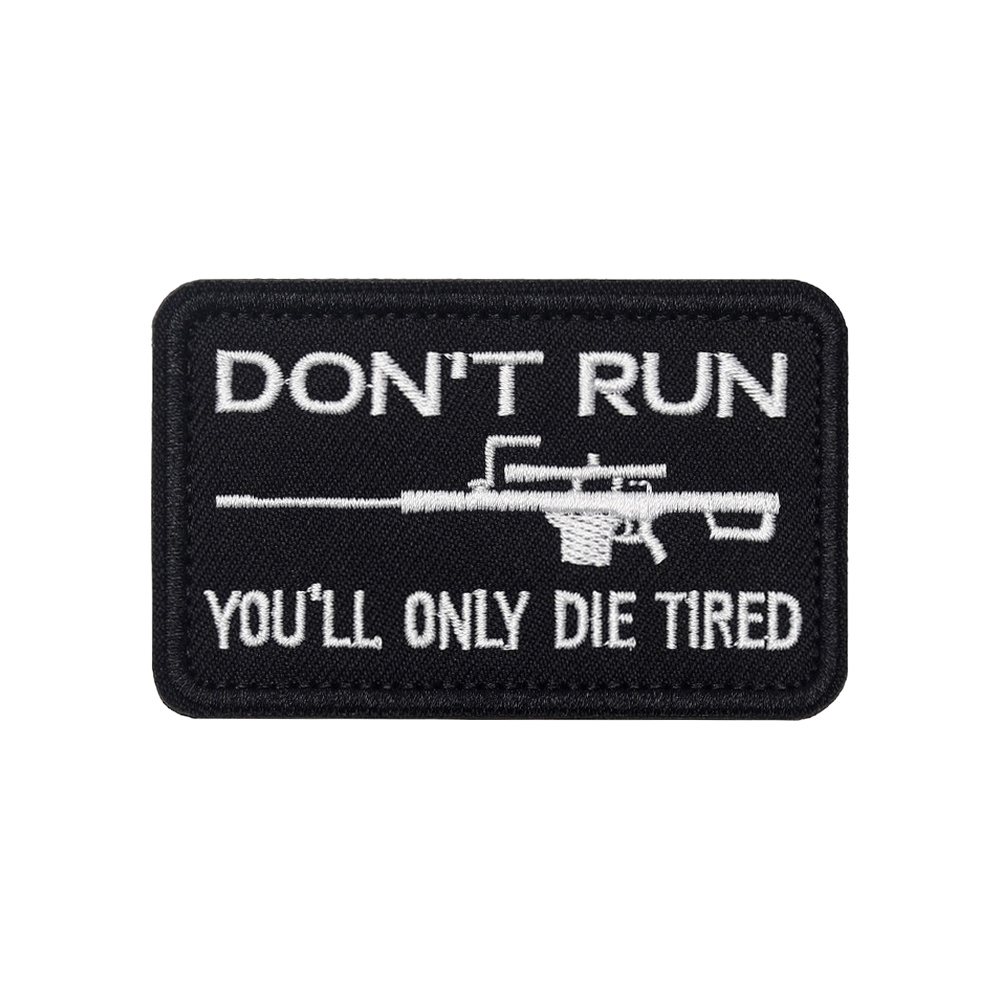 Urban Backpack Tactical - DON'T RUN 楽しいミーム戦術士気引用ベルクロパッチステッカーバッジ軍事フックループ刺繍バックパック DIY ジーンズキャップ