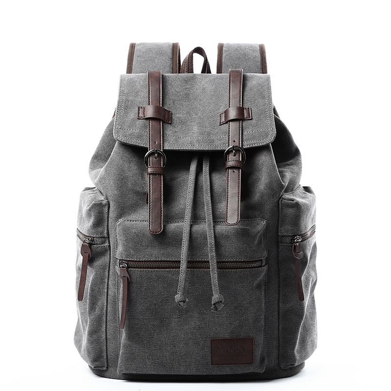 Canvas Backpack Casual - MATE ELAN レトロカジュアルキャンバスバックパック男性女性ヴィンテージフリップカバートラベルバッグ学生ラップトップスクールバッグレザーリュックサック
