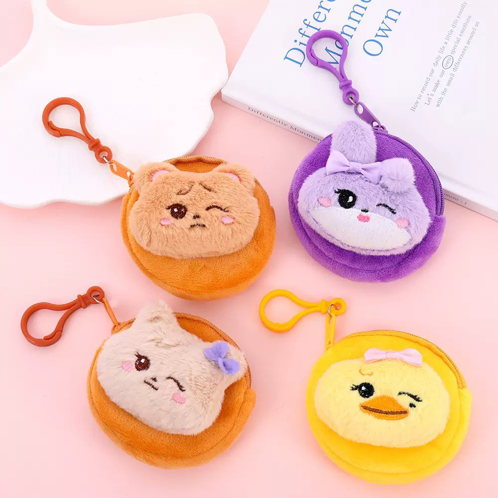 Mini Backpack Purse - 新しい可愛いぬいぐるみコインケースキーホルダー、キュートなウサギ、クマ、アヒルのミニジッパー収納ポーチ、アニメ財布、バックパックペンダント、K-POPガールズギフト