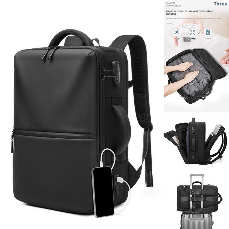 Business Backpack Brief - 多機能メンズ真空圧縮バックパック、ロゴカスタマイズ可能、高品質感光性表面、防水、ビジネス向け