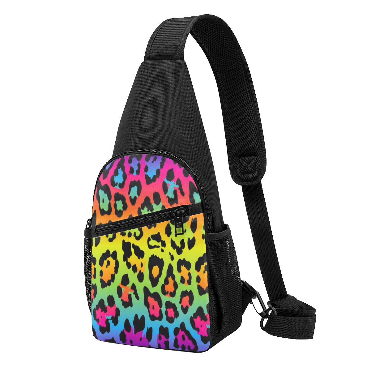 Sling Backpack Shoulder - レインボーヒョウ柄チェストバッグメンズスリングクロスボディバックパックチェストバッグ旅行ハイキングデイパックショルダーバッグ