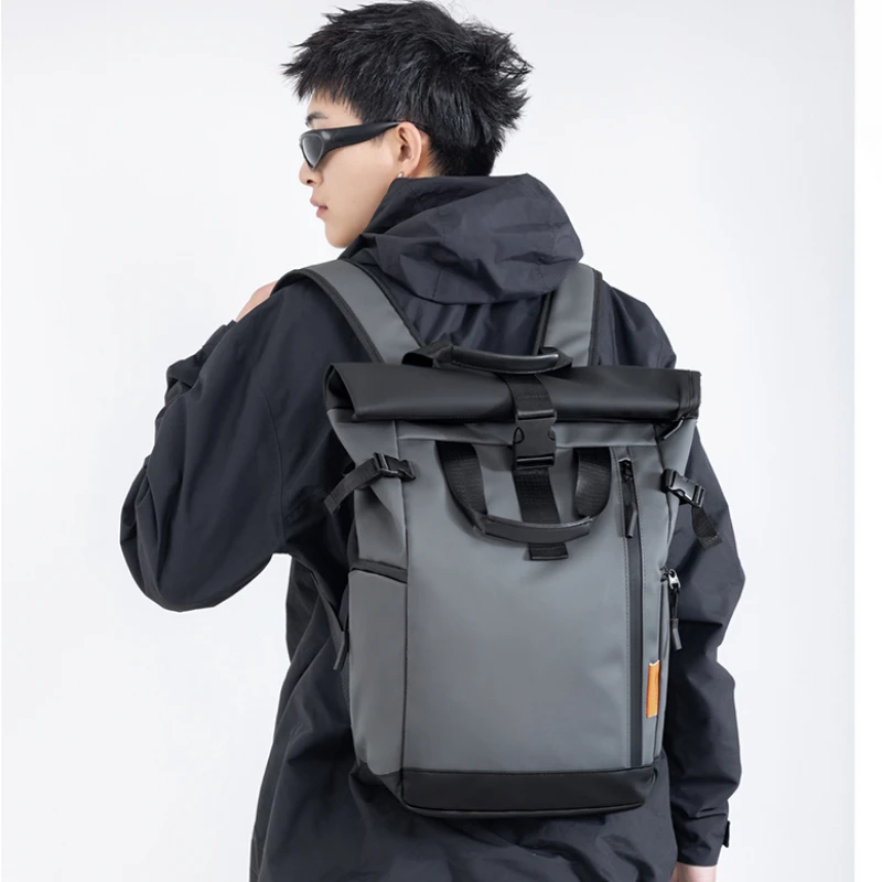 Canvas Backpack Casual - ユニセックスでおしゃれなミニマリストデザイン、大容量防水バックパック、ポータブルな大学・学校用バッグ、男性向けトレンドデザイナーバックパック