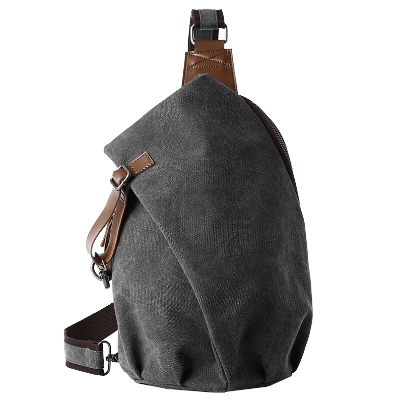 Sling Backpack Shoulder - MTE ELAN 大容量レトロキャンバススリングバッグ男性革チェストバッグカジュアル旅行レジャー男性オリーブグリーンショルダーバックパック