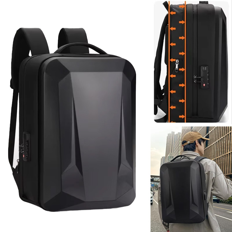Laptop Backpack 15.6 - 15.6-16インチのハードシェルラップトップ拡張可能なバックパック、USBポート付き、女性男性用、防水トラベルビジネスバッグ、盗難防止デイパック