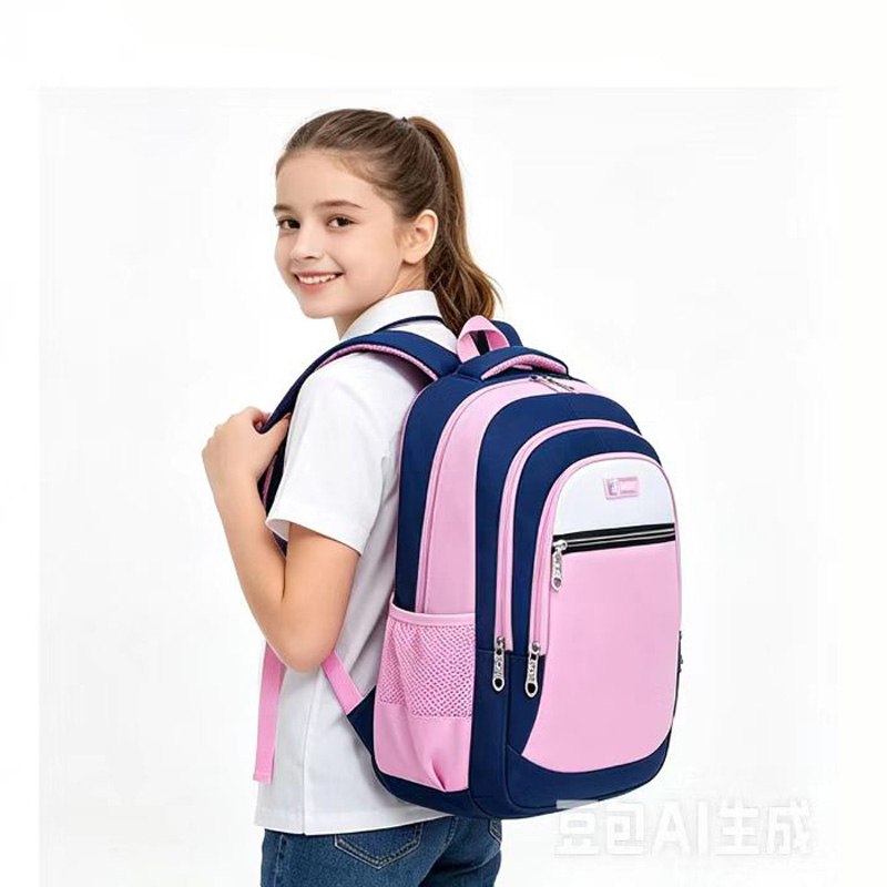 Canvas Backpack Casual - 子供女の子バックパックスクールバッグデュアルショルダーバッグピンクシンプルでエレガントな子供ブックバッグファッション大容量スクールバッグ