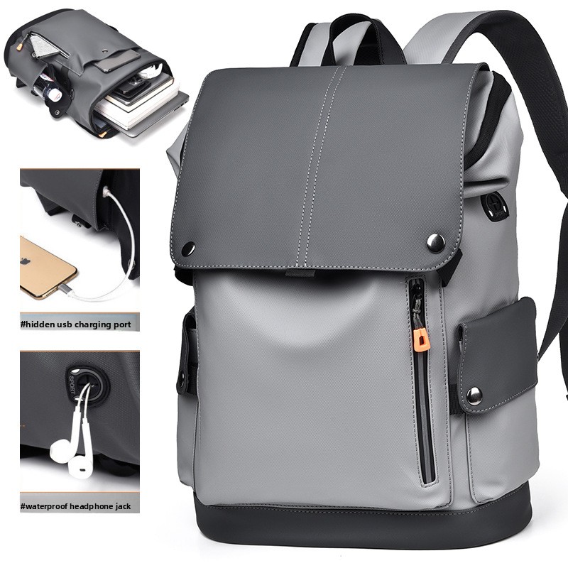 Business Backpack Brief - カスタムロゴ入り新型ビジネスリュック メンズリュック 大容量 旅行用パソコン収納可能 トレンド感あふれるPUレザー