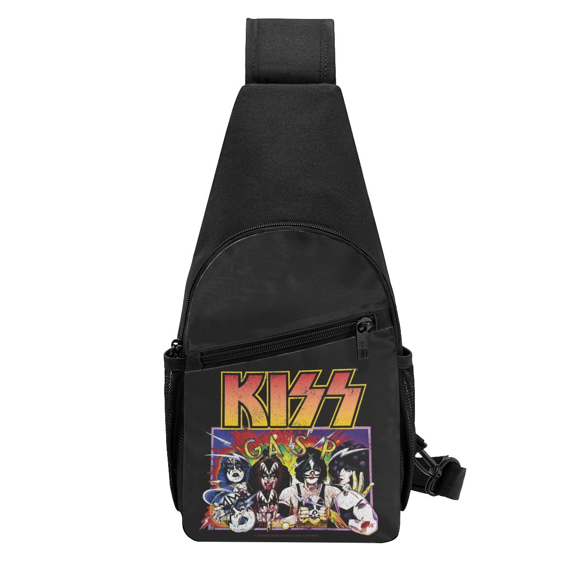 Sling Backpack Shoulder - ロックロールバンドキスキャットチェストバッグメンズスリングクロスボディバックパックチェストバッグ旅行ハイキングデイパックショルダーバッグ