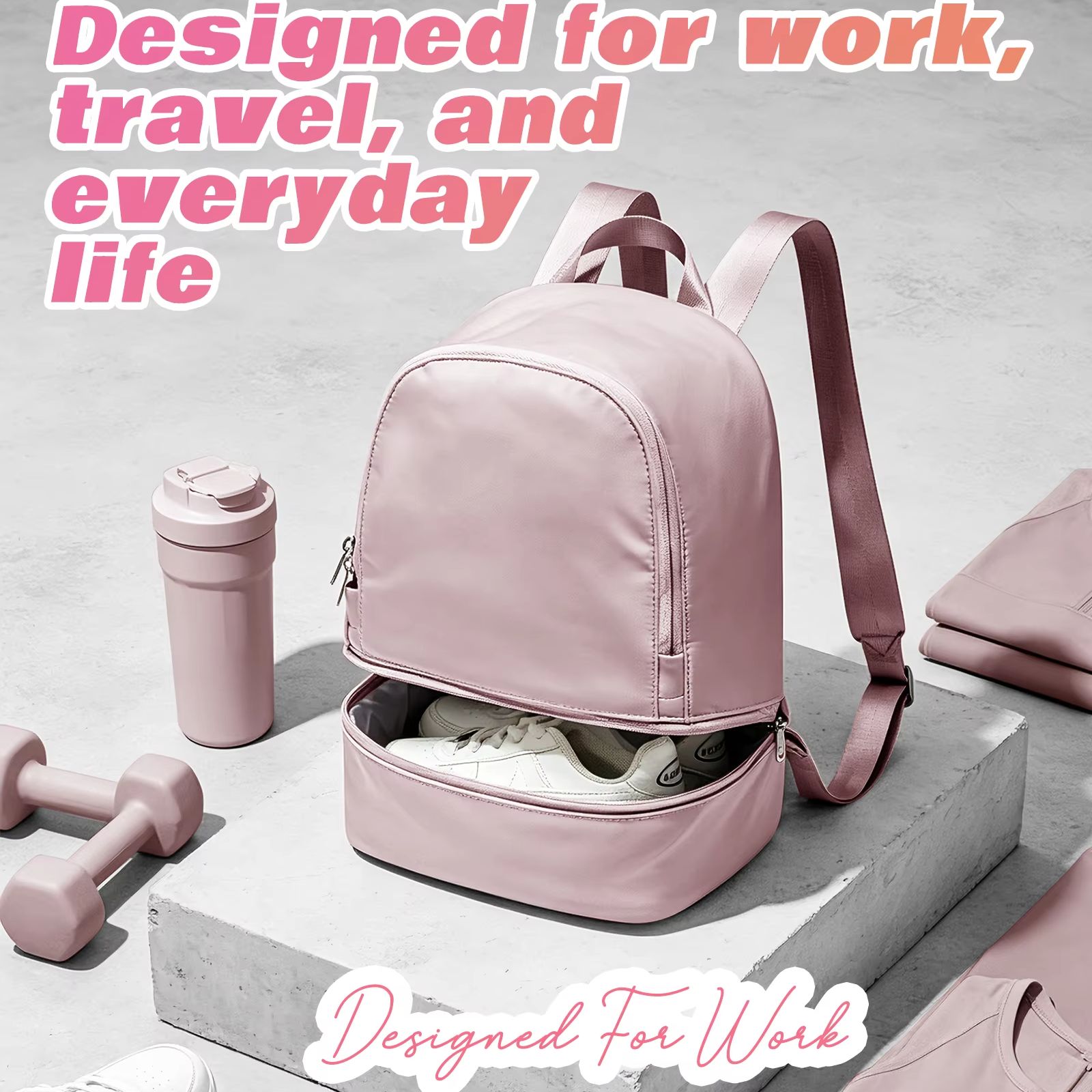 Fashion Backpack Women - 女性用バッグ、靴用コンパートメント付き小型スポーツバックパック、旅行用バックパック、女性用防水ジムバックパック、トラベルパース