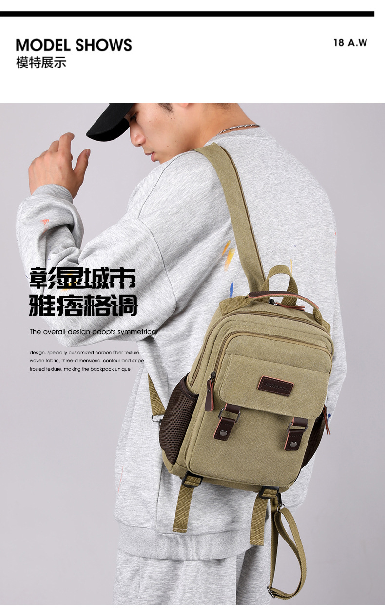 Canvas Backpack Casual - 新しいキャンバスチェストバッグ男性大容量バックパックビジネス通勤多機能ショルダーバッグ女性 Мужской рюкзак mochila 嚢