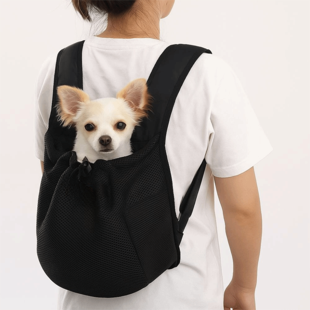 Foldable Backpack Small - ポータブルで通気性のあるペット用チェストショルダーバッグ、調節可能で折りたたみ可能なペット用トラベルバッグ、ダブルショルダー犬用散歩バッグ、キャンプ用