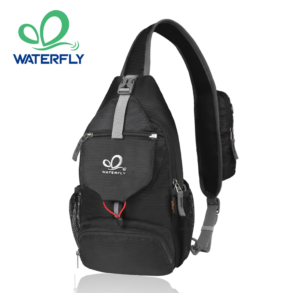 Sling Backpack Shoulder - ウォーターフライクロススモールボディスリングパック、収納可能なチェストバッグ、ハイキングや旅行用のサイクリングバックパック