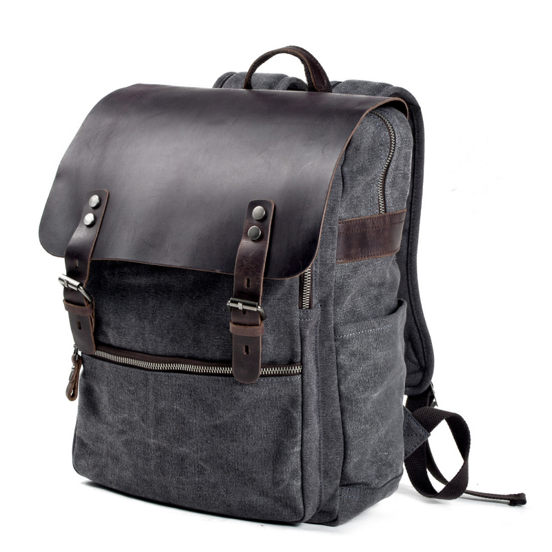 Canvas Backpack Casual - レトロなメンズバックパック、ダブルショルダーバッグ、カジュアルな短距離旅行用バッグ、おしゃれな大容量パソコンバッグ