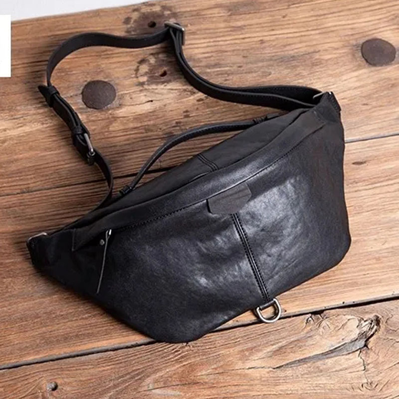 Leather Backpack Vintage - AETOO レトロな手作りメンズ本革チェストバッグ、トップレイヤー牛革トレンディバックパック、ニッチデザイン携帯電話バッグ、カジュアル