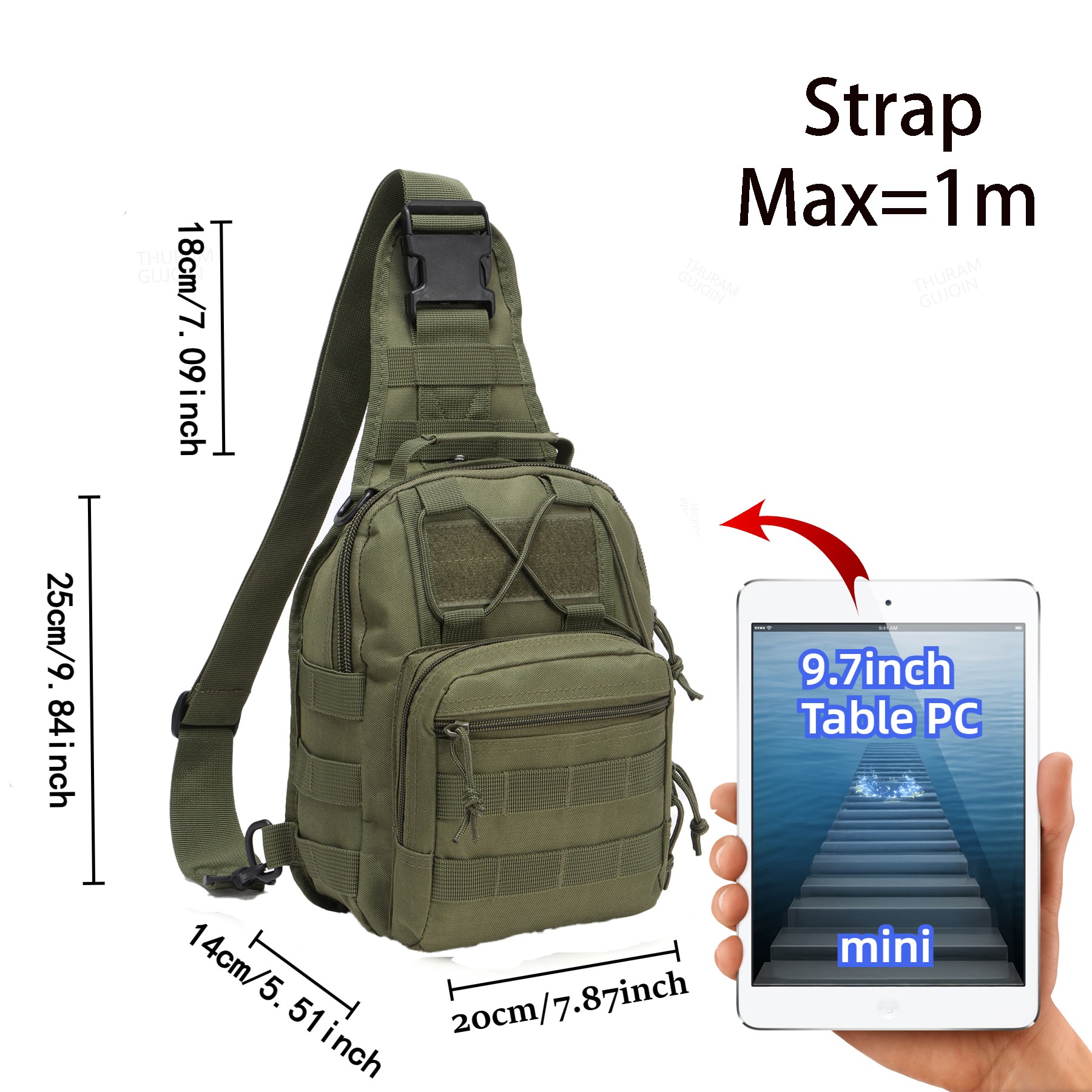 トゥラムアウトドアタクティカルバッグ、スポーツパック、スリン - Sling Backpack Shoulder のレビューと価格