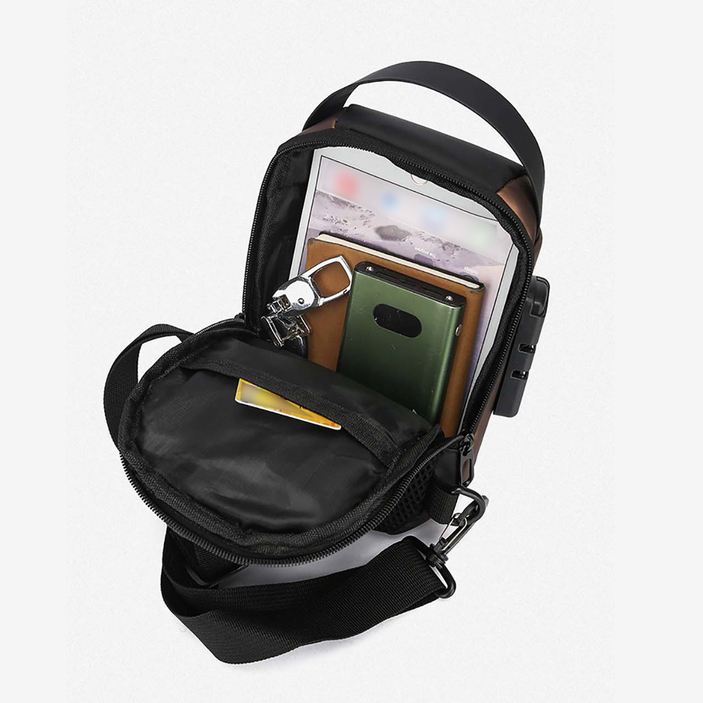 男性用クロスボディバッグ、USB充電ポートと盗難防止パスワー - Sling Backpack Shoulder のレビューと価格