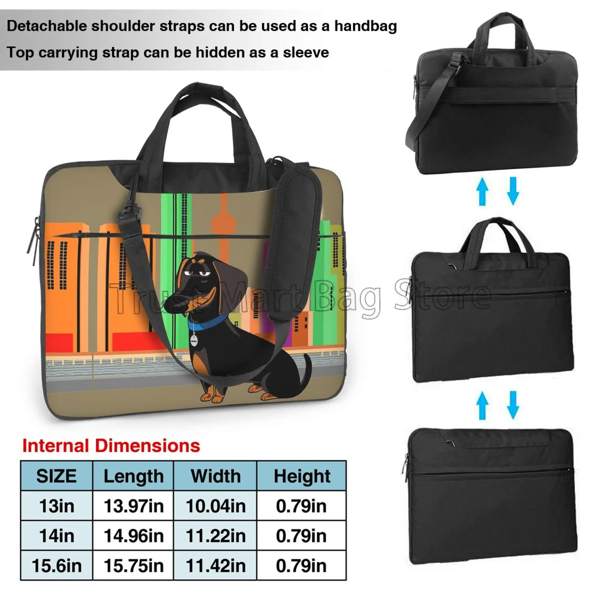 Dachshundプリントラップトップキャリングバッグ、かわ - Laptop Backpack 15.6 のレビューと価格