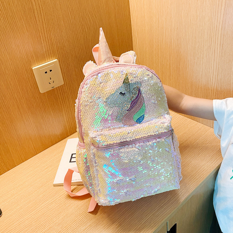 スパンコールユニコーンバックパック ピンク シャイニー 軽量 - Fashion Backpack Women のレビューと価格