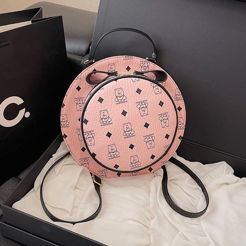 かわいい帽子デザインのバックパック女性漫画クマプリントレザー - Leather Backpack Vintage のレビューと価格
