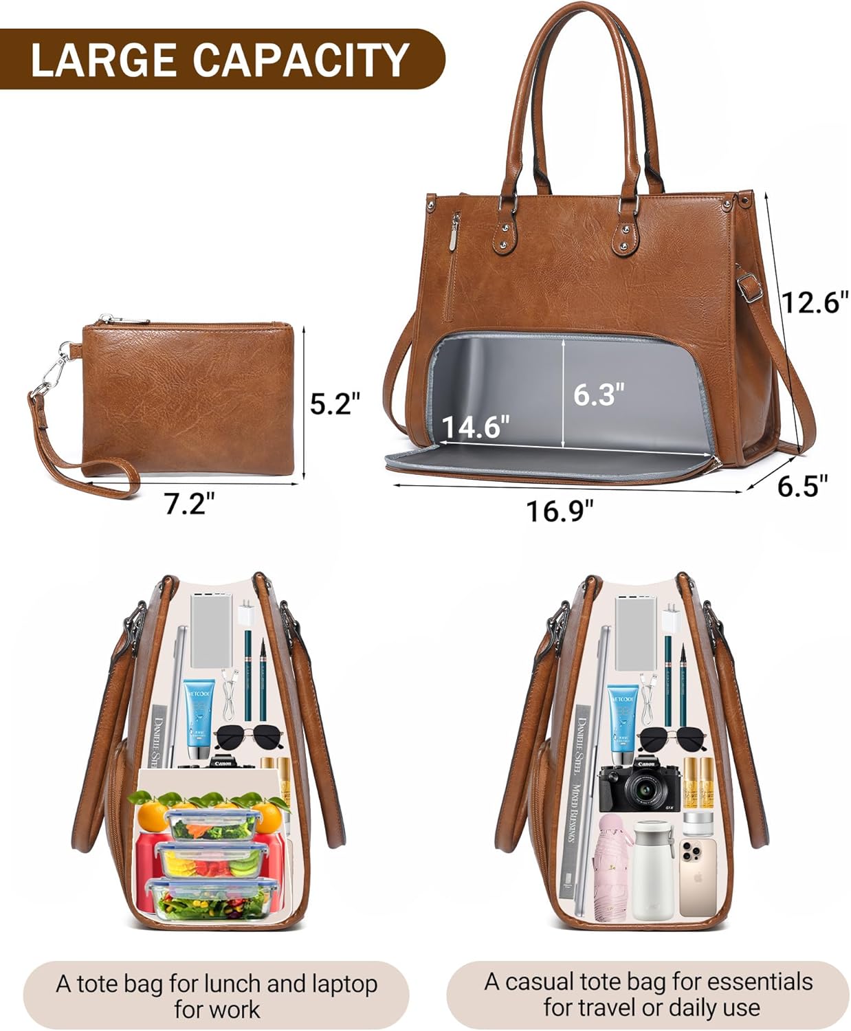 女性向け仕事用2in1ラップトップトートバッグ、断熱ランチコ - Laptop Backpack 15.6 のレビューと価格