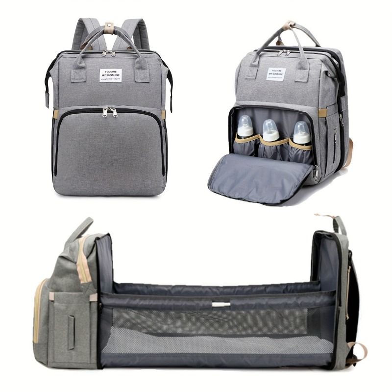 おしゃれな折りたたみ式ベビーベッド付きマザーズバッグ 大容量 - Backpack Diaper Bag のレビューと価格