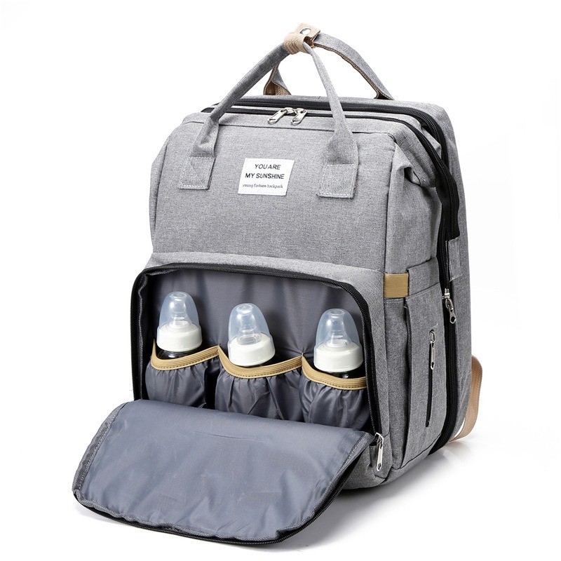 おしゃれな折りたたみ式ベビーベッド付きマザーズバッグ 大容量 - Backpack Diaper Bag のレビューと価格
