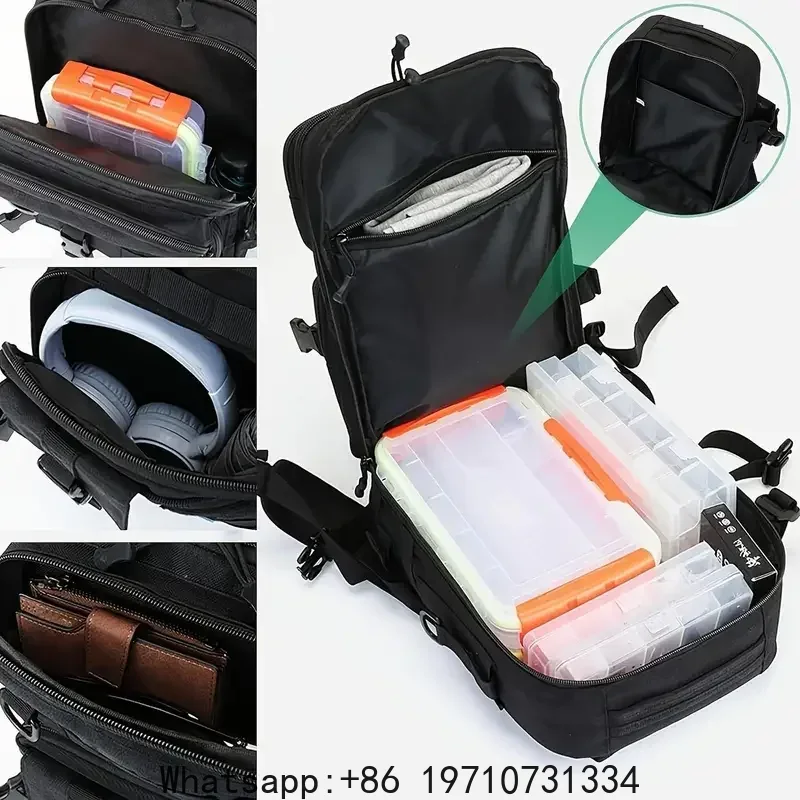 1000D防水バックパックタックル収納バッグ、ダブルショルダ - Hiking Backpack Waterproof のレビューと価格