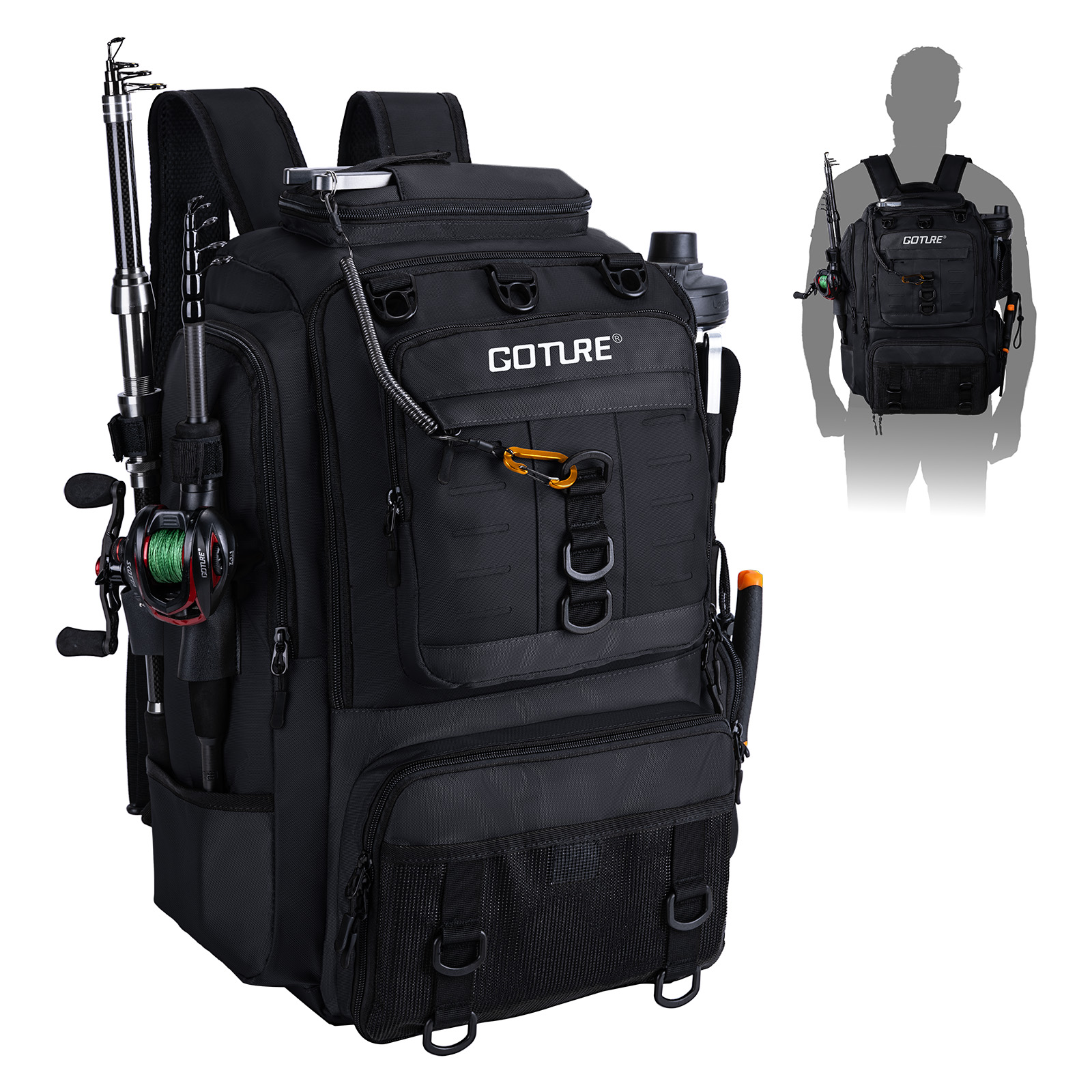 Goture フィッシングバッグ ロッドホルダー付き チェス - Backpack Insert Organizer のレビューと価格