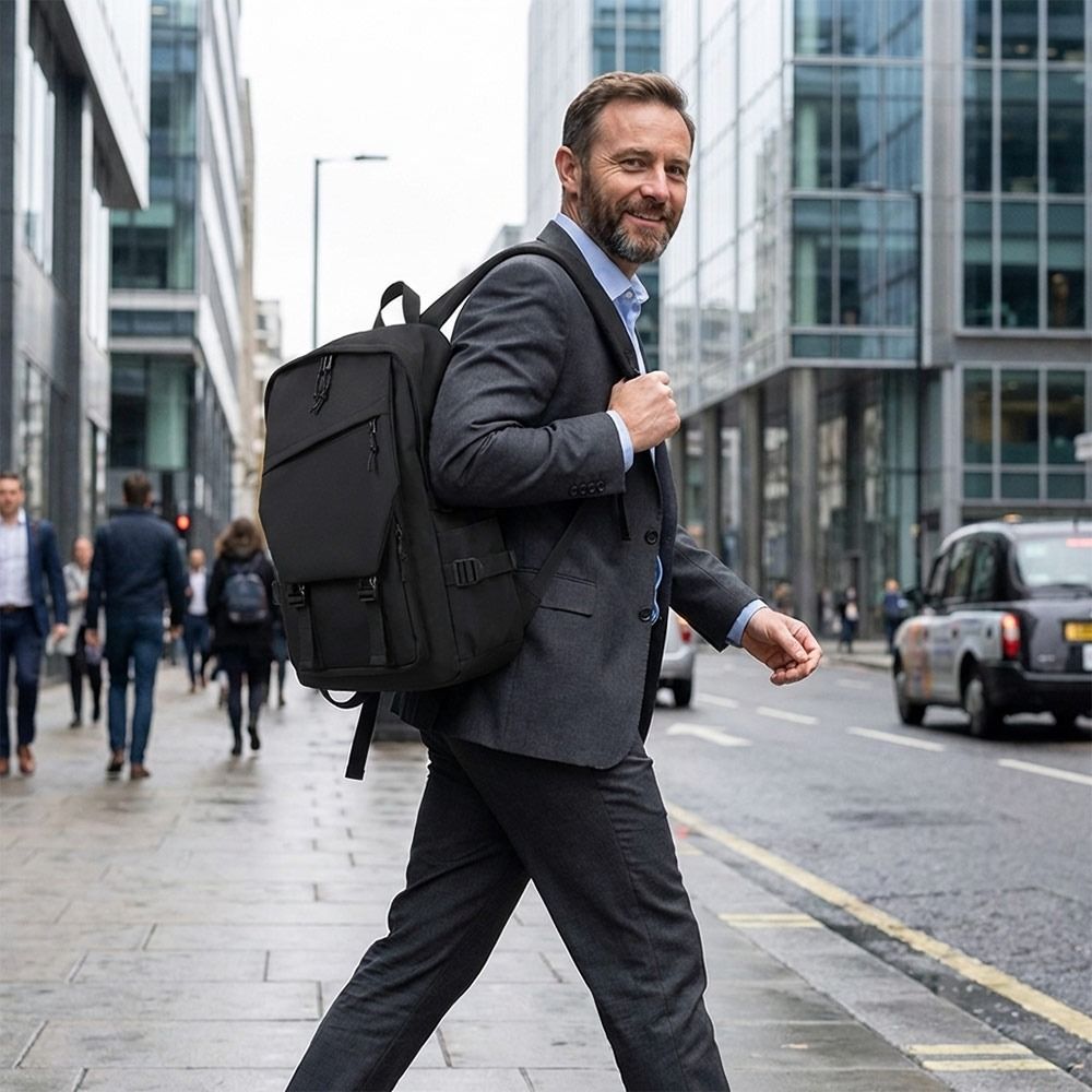 ファッションビジネスメンズバックパックブラック軽量ラップトッ - Canvas Backpack Casual のレビューと価格