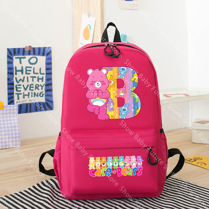 ケアベアーズアニメガールズバックパック大人用レターA-Zティ - School Backpack Teen のレビューと価格