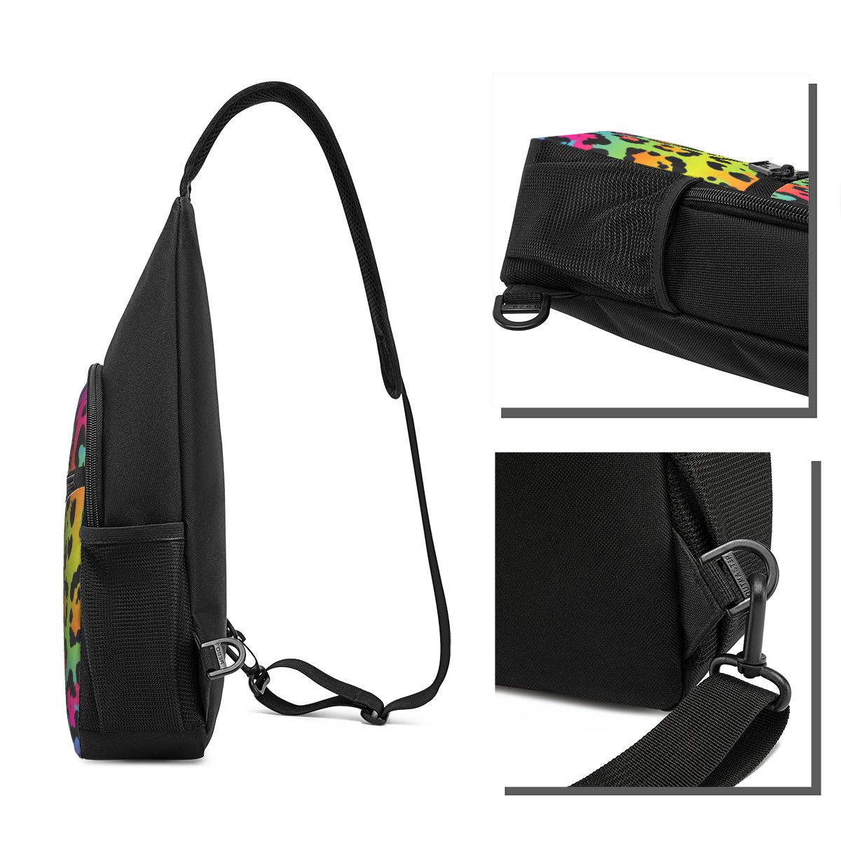 レインボーヒョウ柄チェストバッグメンズスリングクロスボディバ - Sling Backpack Shoulder のレビューと価格