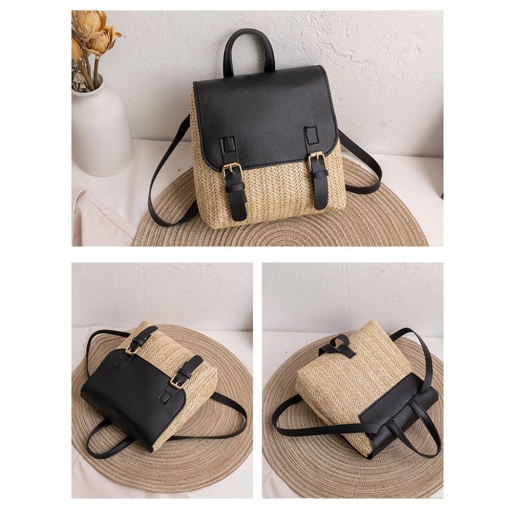 多用途バッグ PU レザーわらバックパックレトロデザインエレ - Leather Backpack Vintage のレビューと価格