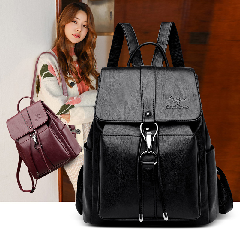 抗盗難バックパック女性のショルダーバッグ有名なブランドレザー - Fashion Backpack Women のレビューと価格