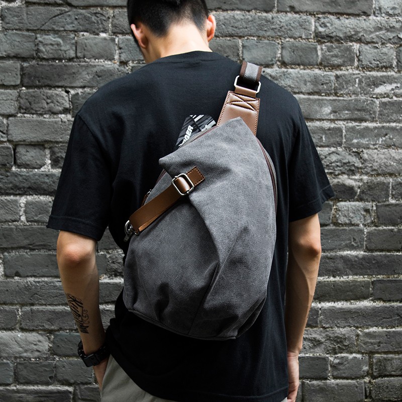 MTE ELAN 大容量レトロキャンバススリングバッグ男性革 - Sling Backpack Shoulder のレビューと価格
