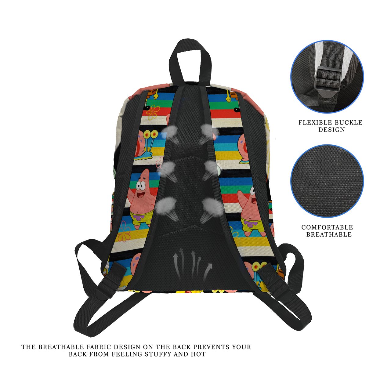 スポンジ・ボブ スクエアパンツ ストライプ柄バックパック、軽 - School Backpack Teen のレビューと価格