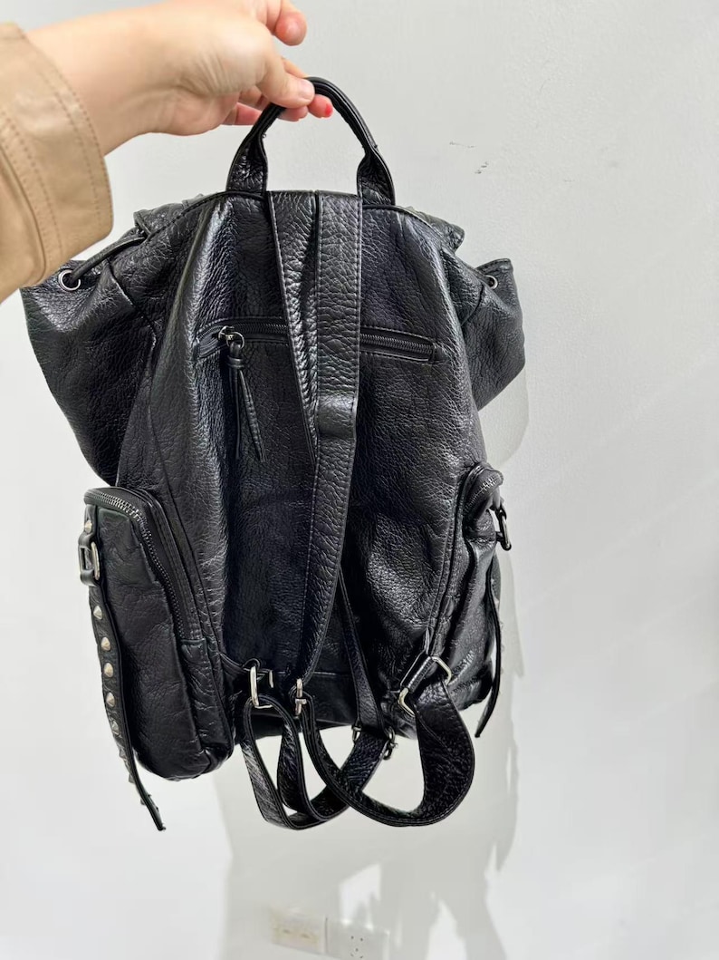 ゴシックパンク Pu レザーショルダーバッグリベット Y2K - Leather Backpack Vintage のレビューと価格