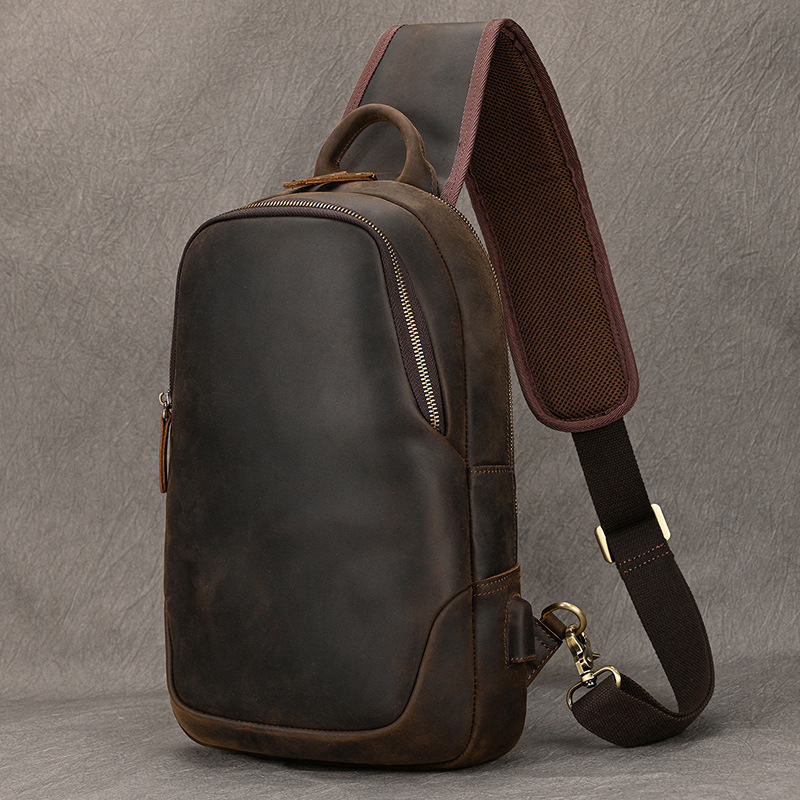 男性用本革チェストバッグ,男性用本物の牛革スキンバッグ,シン - Leather Backpack Vintage のレビューと価格