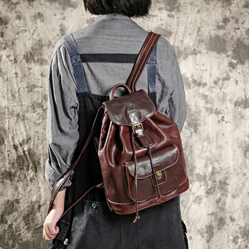 Johnature レジャー旅行バッグ天然本物の牛革女性バッ - Leather Backpack Vintage のレビューと価格