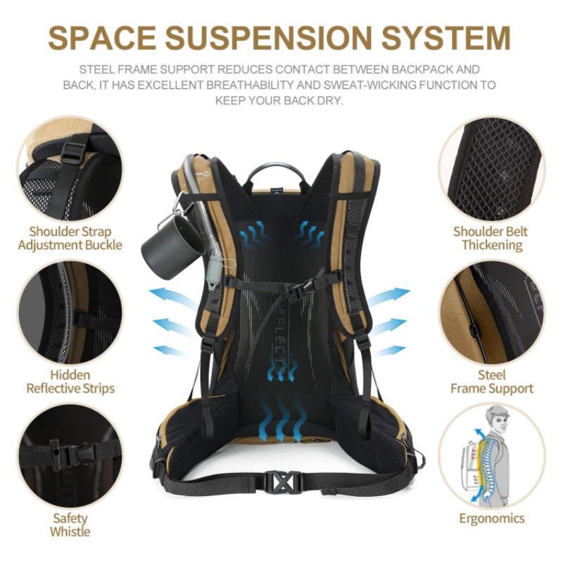 大型防水耐裂性ハイキングバックパック、通気性のあるテント収納 - Hiking Backpack Waterproof のレビューと価格