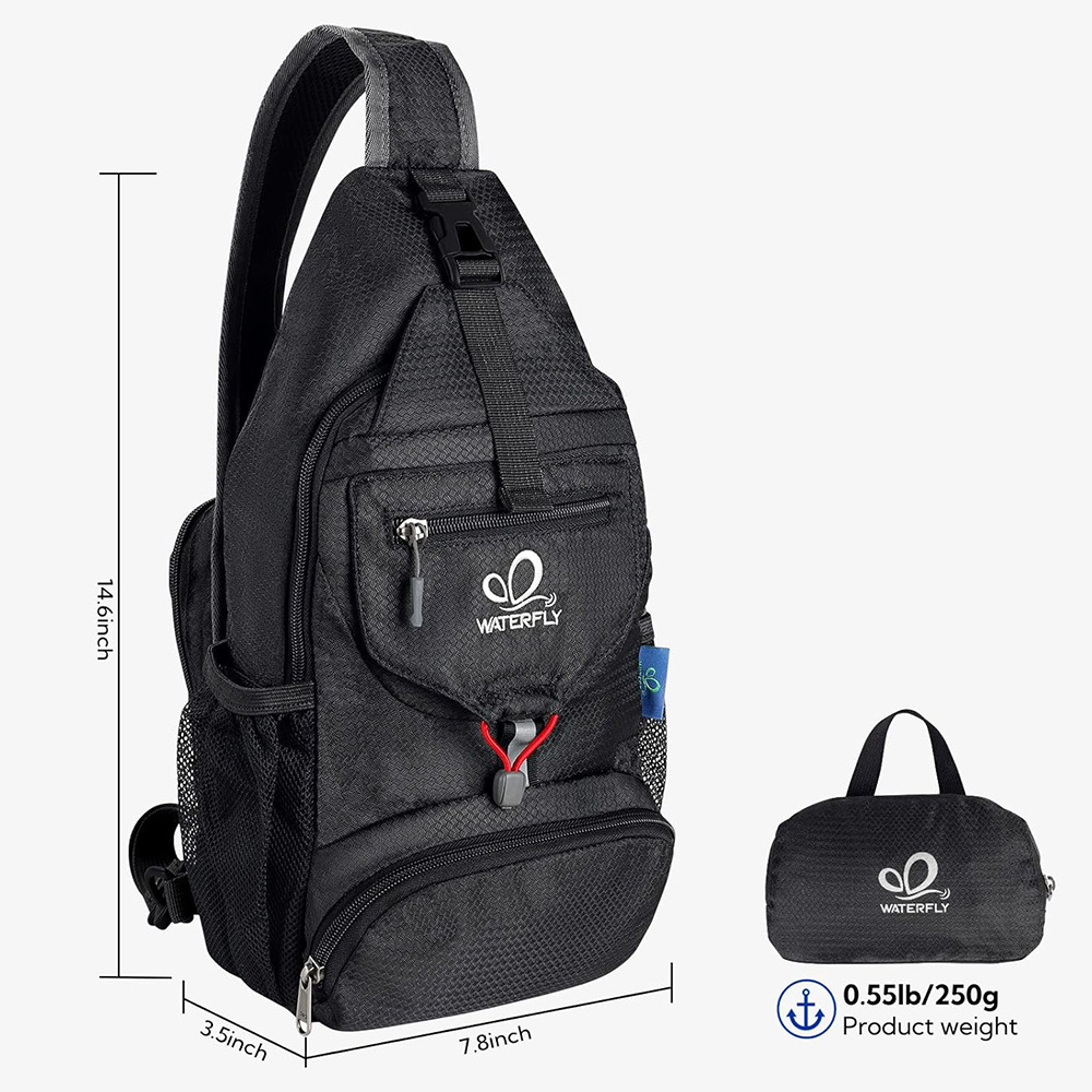 ウォーターフライクロススモールボディスリングパック、収納可能 - Sling Backpack Shoulder のレビューと価格