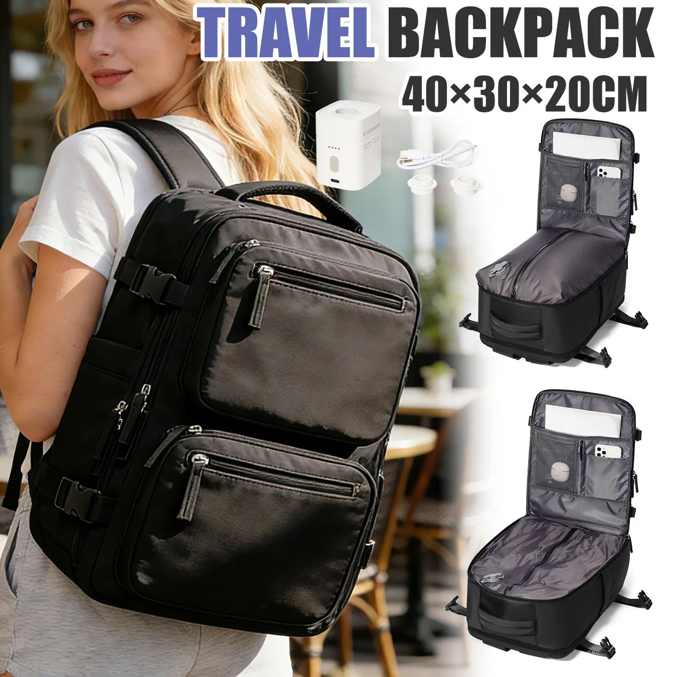 女性用バックパック ポンプ付き真空バックパック 機内持ち込み - Fashion Backpack Women のレビューと価格