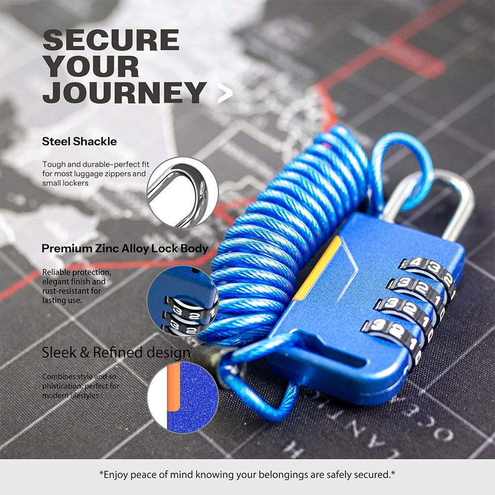 4桁のコンビネーション南京錠、格納式ケーブル付き、盗難防止税 - Travel Backpack Anti Theft のレビューと価格