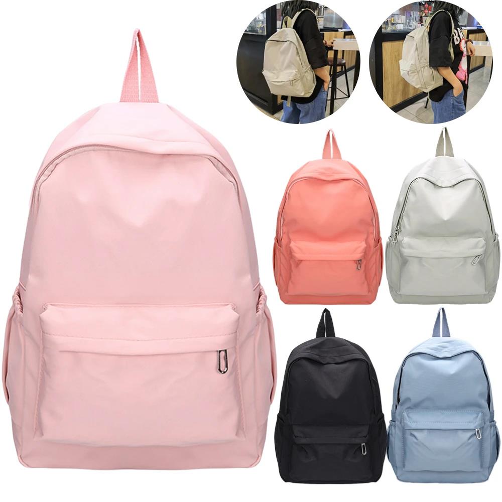 ソリッドカラーナイロンプレッピーバックパック韓国スタイルティ - School Backpack Teen のレビューと価格