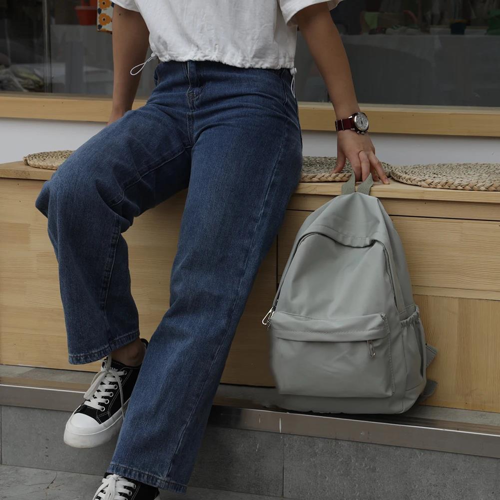 ソリッドカラーナイロンプレッピーバックパック韓国スタイルティ - School Backpack Teen のレビューと価格