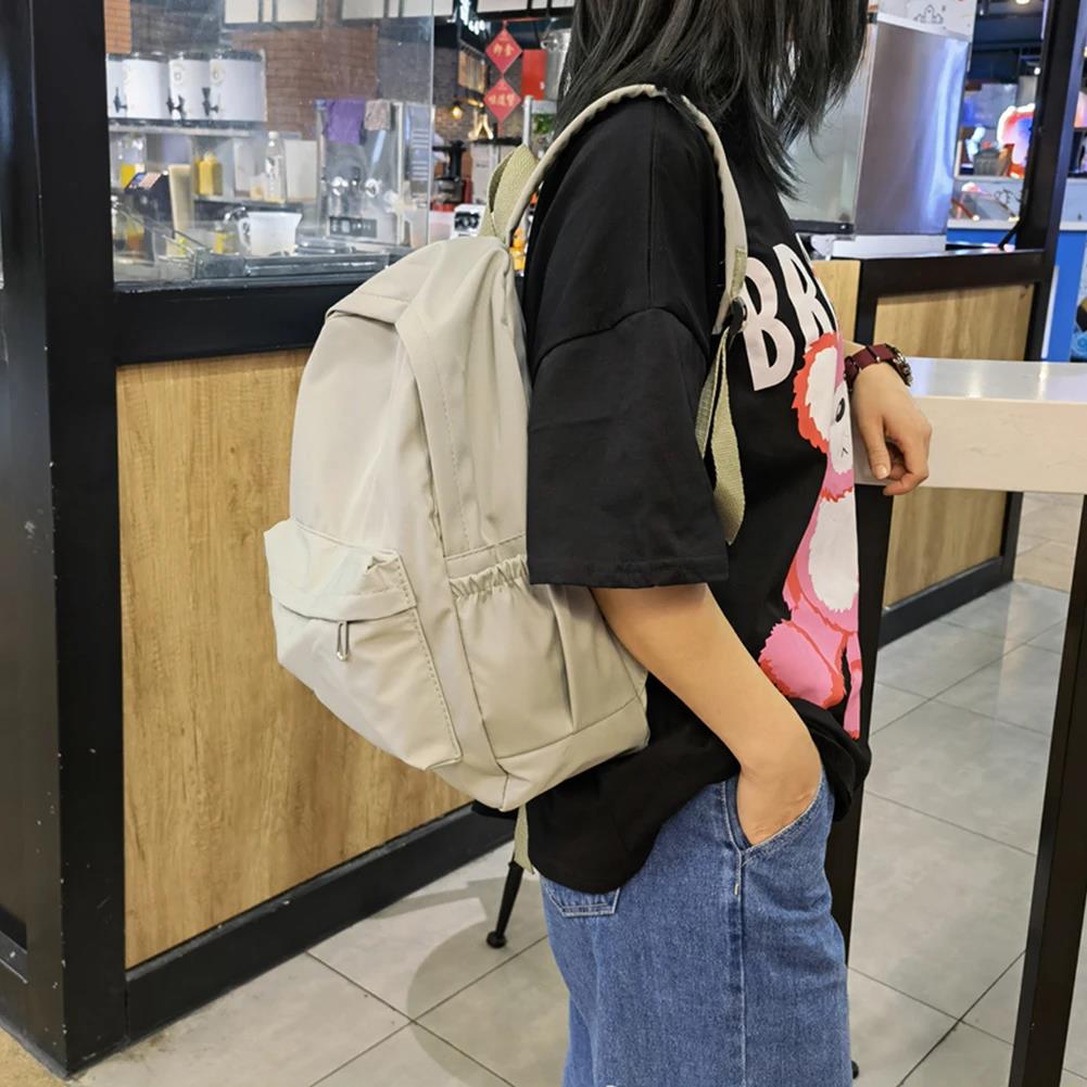 ソリッドカラーナイロンプレッピーバックパック韓国スタイルティ - School Backpack Teen のレビューと価格