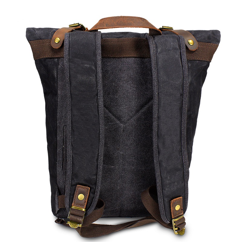 レトロキャンバスレザーバックパック男性防水リュックサック大容 - Leather Backpack Vintage のレビューと価格
